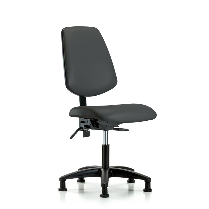 Evelin Vinyl Task Chair, Charcoal, Glides, Not Included