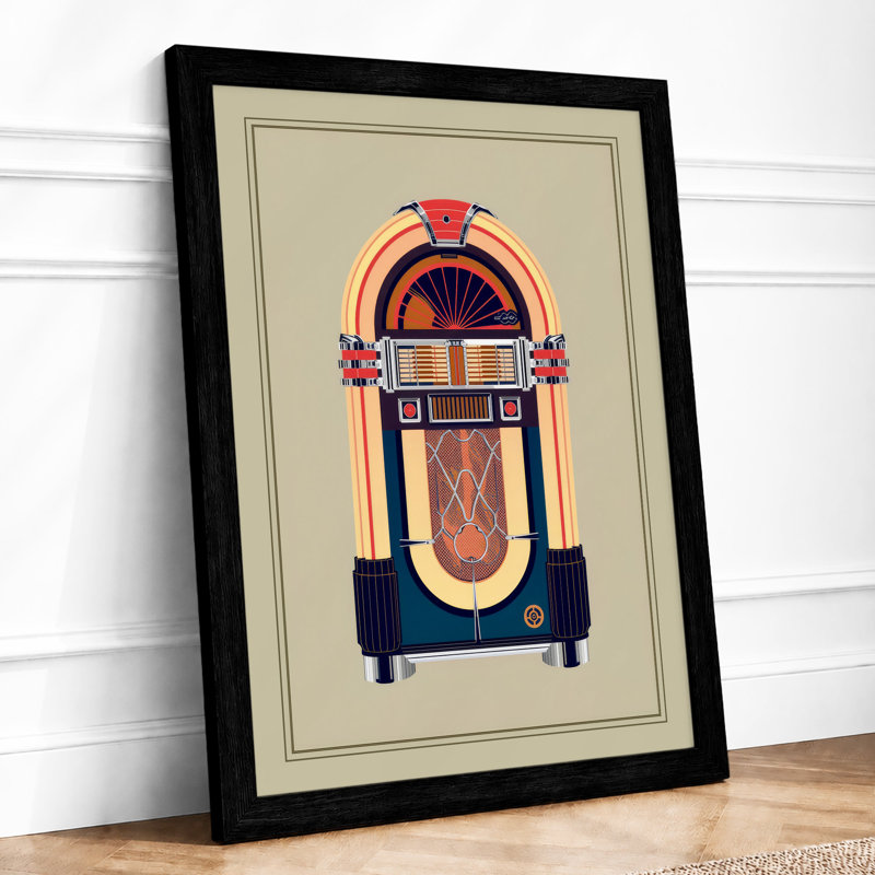 Jukebox Art Deco - Framed Print, A2 - 59.4 x 42.0 cm, Black
