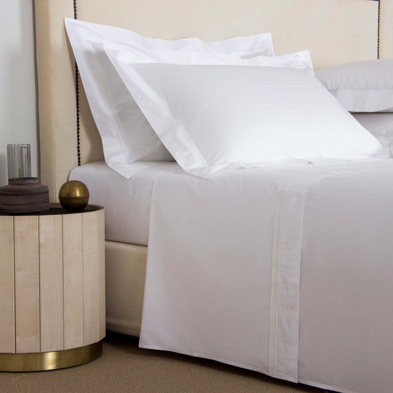 Triplo Bourdon Sheet Set, California King, White/Milk