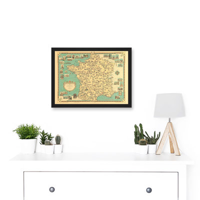 Chase 1935 Pictorial Map France Historic Monuments Buildings - Single Picture Frame Print