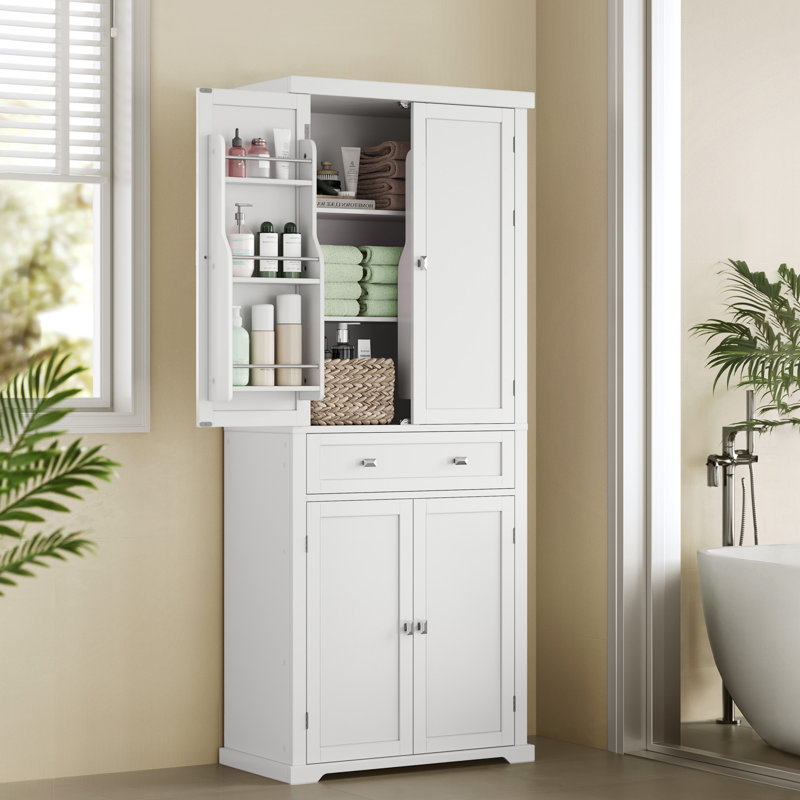 Garde-manger 71,7 po Neviyah avec 6 tablettes de porte et tablettes réglables, Pure White