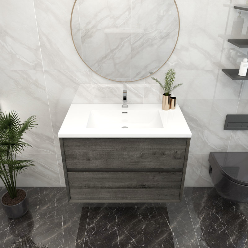 Ensemble de meuble-lavabo simple 36 po, Chêne fumé