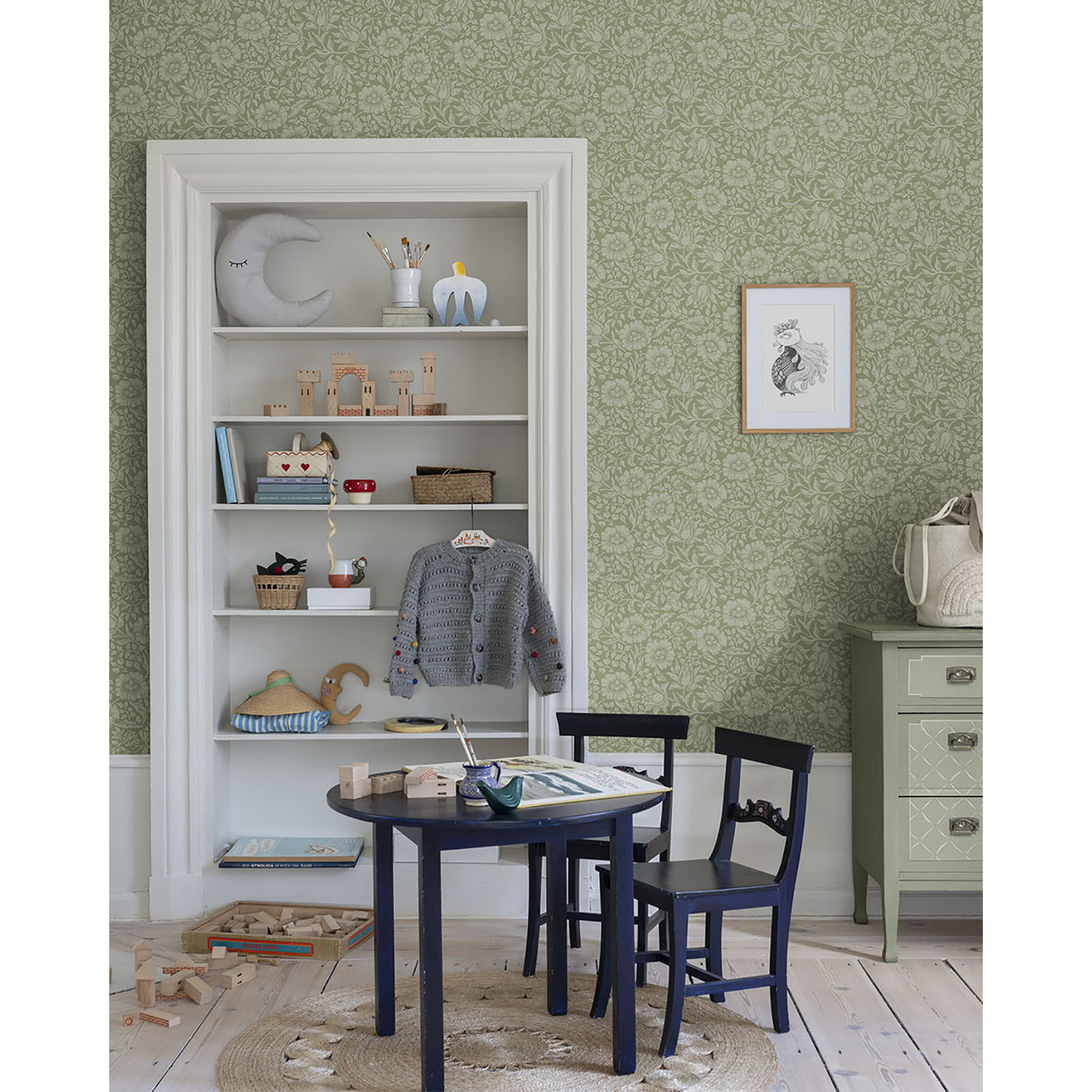 Mallow Floral Wallpaper, Green