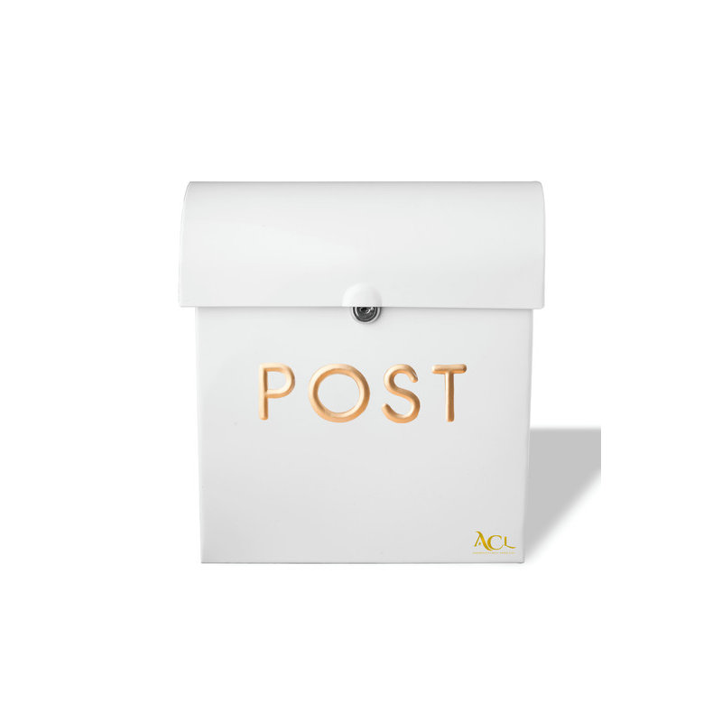 Buecker Aluminum Wall Mounted Post Box, 38cm H x 30cm W x 12.5cm D, White