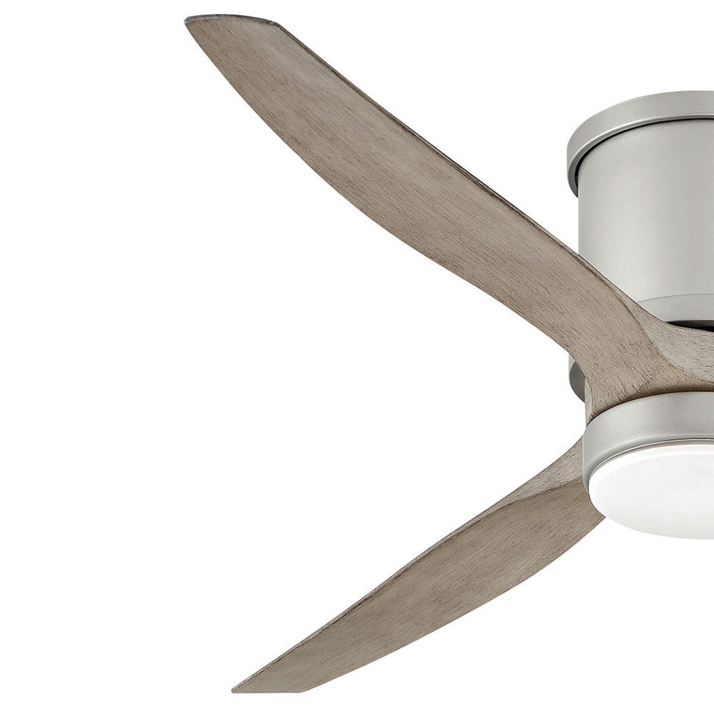52"  3 - Blade Outdoor LED Ceiling Fan with Wall Control and Light Kit Included, Brushed Nickel