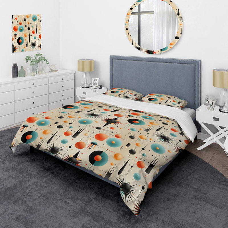 Ensemble de housse de couette Mid-Century Amitai, Housse de couette simple + 1 taie décorative stan