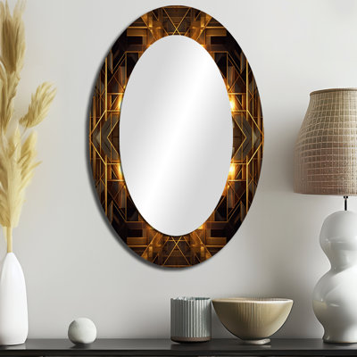 Miroir mural ovale sur fond doré