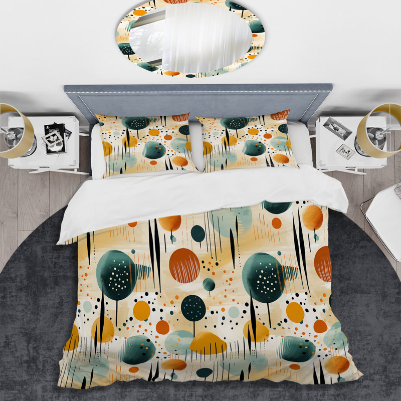 Ensemble de housse de couette à motif géométrique jaune et vert, Housse de couette pour très grand lit et 2 très