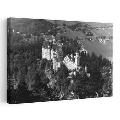 Années 30, années 40, art mural de l'architecture de la faune rétro classique de Neuschwanstein