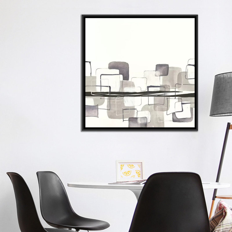 « placids i », impression sur toile, H 18 po x l 18 po x P 1,5 po, Toile avec cadre noir, Pas de tapis
