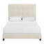 Grand lit plateforme tapissier capitonné beige