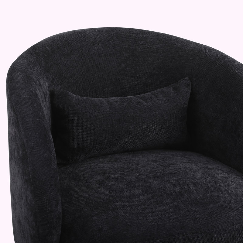 Huertes 26.40'' Wide Swivel Armchair, Black Linen