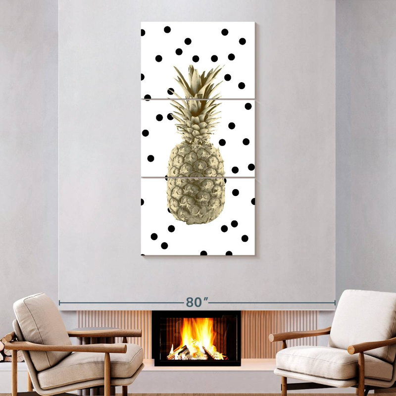 Pineapple Dots 3 pièces, H 75 po x l 36 po x P 1,25 po