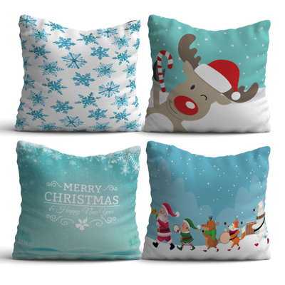 Premium Cushion Set (4 Pieces), 17.0 x 17.0 Inches, 50% Cotton / 50% Polyester | Machine Washable, Digital Print Design | Soft & Durable, Perfect for Living Room, Patio, and Bedroom Decor