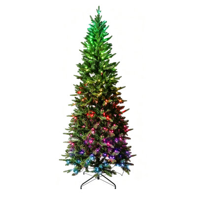7.5ft Pre-lit PVC+PE Slim Christmas Tree