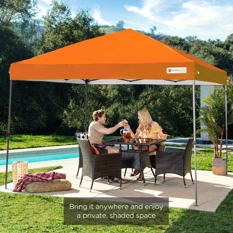 118'' W x 118'' D Steel Pop-Up Canopy, Orange