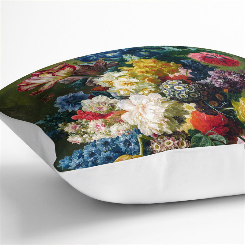 Still Life With Flowers Vol.1 Square Throw Cushion, 55cm H x 55cm W x 20cm D, White