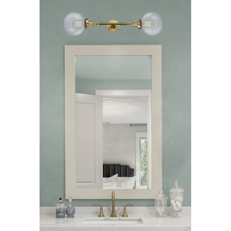 Éclairage de salle de bain à intensité variable 2 lumières Clementina, Grainé, Laiton brossé, Ampoule non incluse