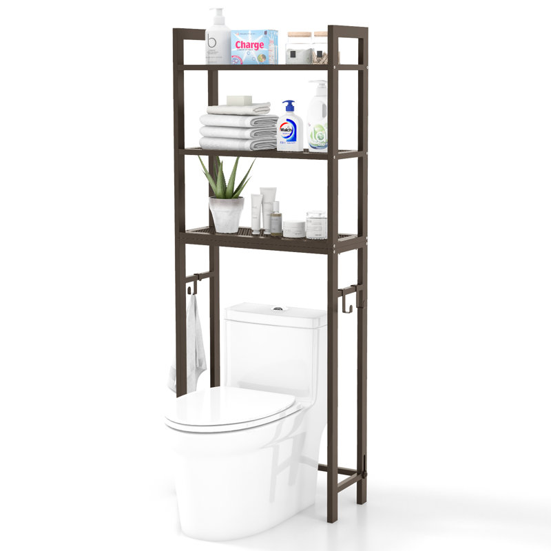 Organisateur de salle de bain en métal à 3 niveaux, support de rangement autoportant au-dessus de la toilette avec dispositifs anti-basculement