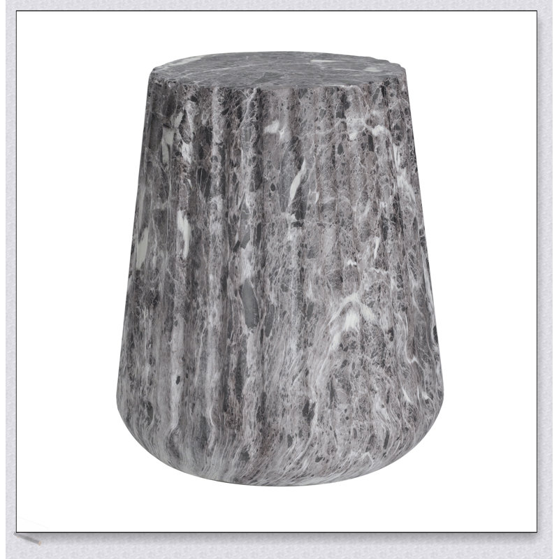 Table d'appoint d'extérieur sculptée avec base piédestal et demi-sphère, Brun