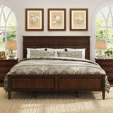 Mid-Century Modern Solid Wood Platform Bed with Cross-patterned Headboard