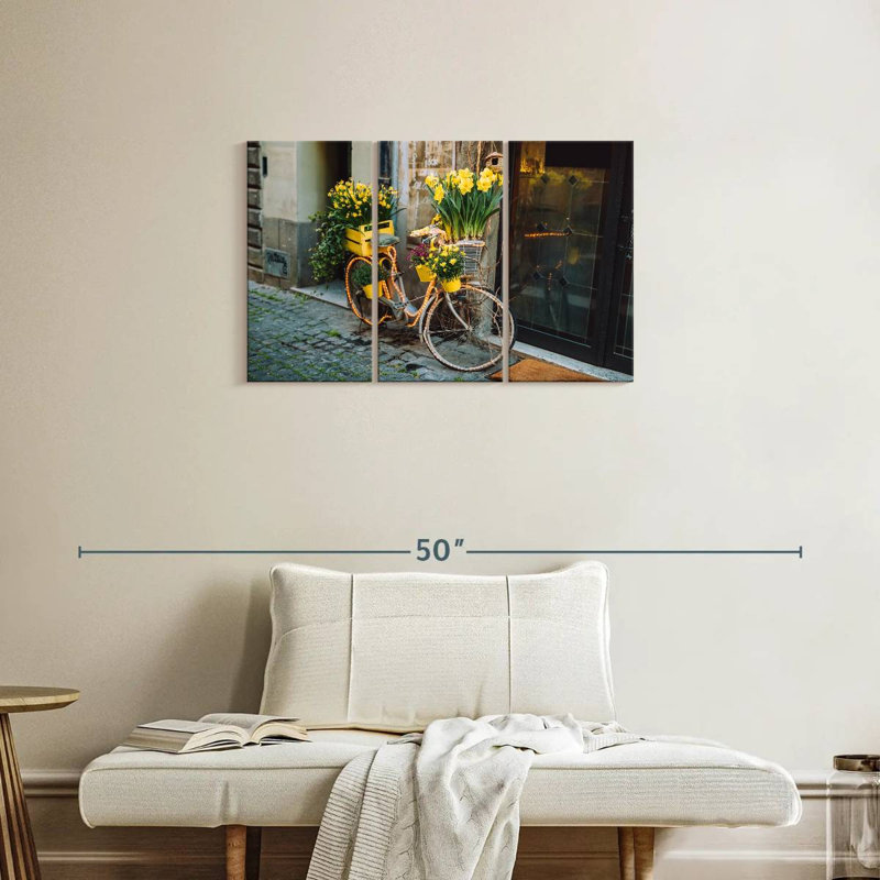 Mehar Bicycle Full Of Flowers, 20" H x 33" W