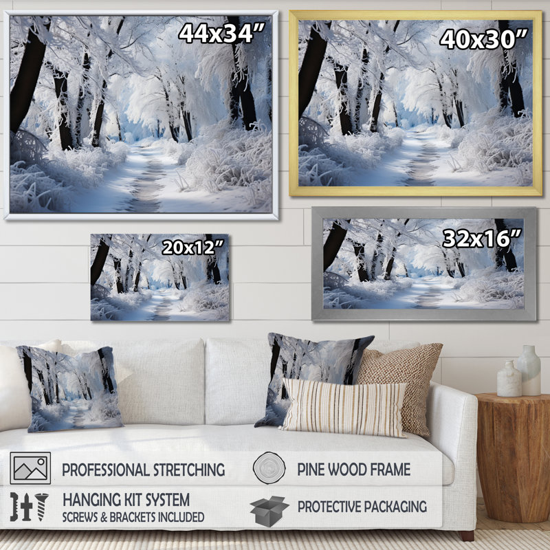 Winter Frosty Forest II - Print, Natural Floater Framed, 24" H x 32" W x 1" D