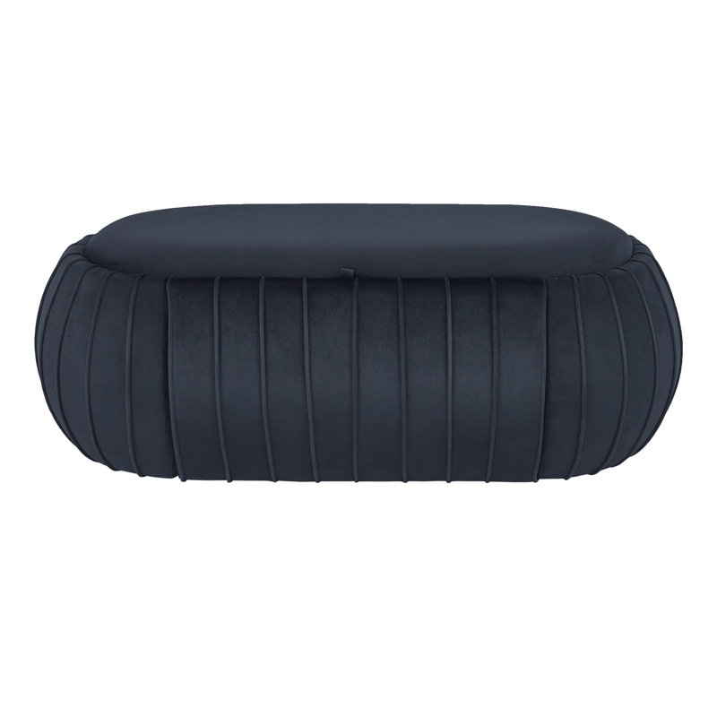 Banc de rangement rembourré en velours Laxmy, Noir