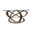 Round coffee table tempered glass, walnut