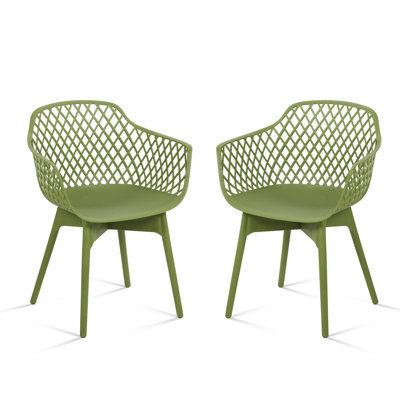  Ensemble de 2 chaises de café modernes en plastique résistant aux intempéries avec dossier ergonomique et coussin antidérapant Modern
