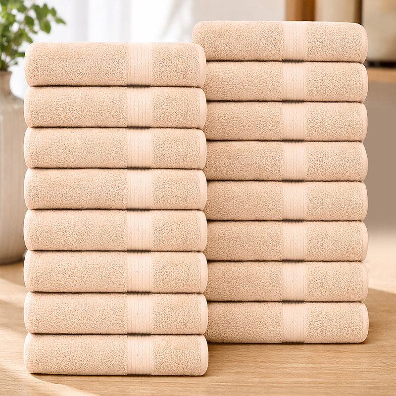 Ensemble de serviettes 100% coton super doux et absorbant Como, Beige, Serviettes de bain - paquet de 16