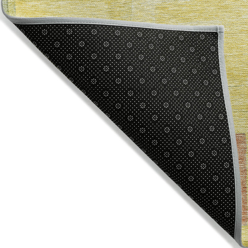 Tapis extérieur lavable à motif géométrique jaune et bleu terre 5 pi x 8 pi
