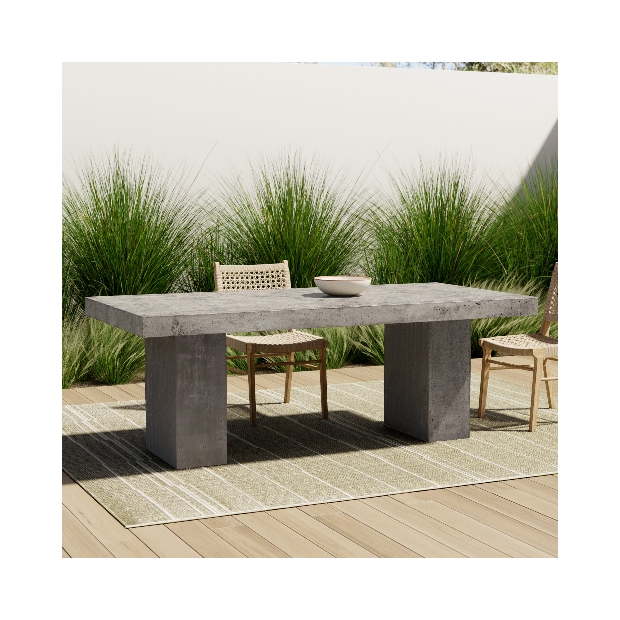 Kareen Pedestal Dining Table, Standard Table (30.5" Height), Dark Gray, 82.75" L x 39.25" W