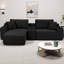 Canapé modulaire en L avec ports USB et rangement, canapé-lit en velours côtelé à assise profonde, canapé-lit avec porte-gobelets et repose-pieds, aucun assemblage requis pour le salon-1350754139