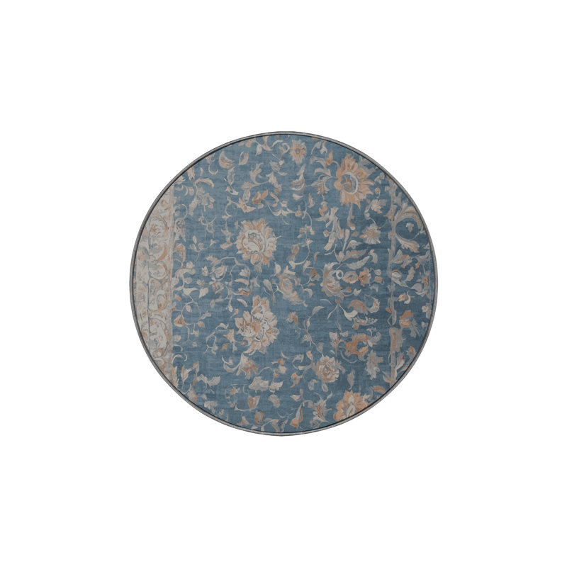Tapis gris lavable à la machine, Rond 5 pi