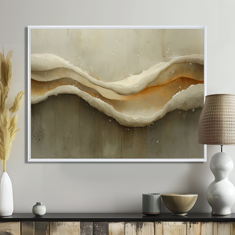 Cheltenham Ephemeral Pathway Drip Peinture III, H 30 po x l 40 po, Blanc, Avec cadre