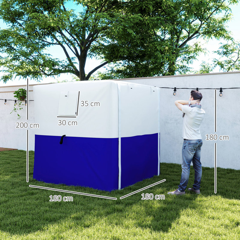 Outsunny Pop Up Gazebo with Sides, 2m x 2m Party Tent, Dark Blue & White