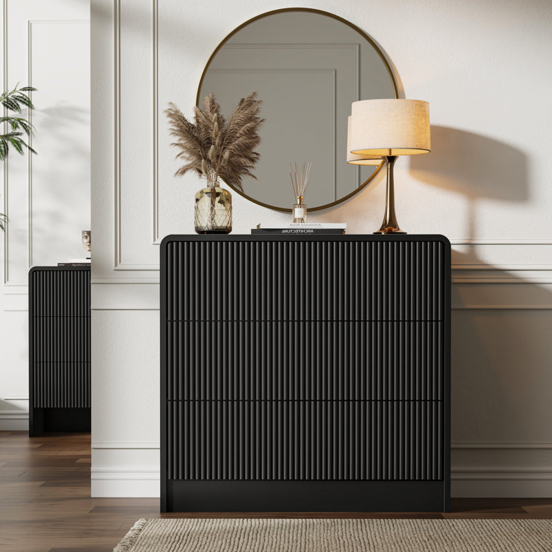 Commode 3 tiroirs l 31,5 po, Noir