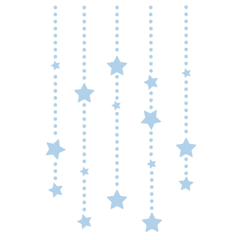 Décalcomanie murale étoile éléments suspendus, H 36 po x l 24 po x P 0,01 po, Bleu poudré