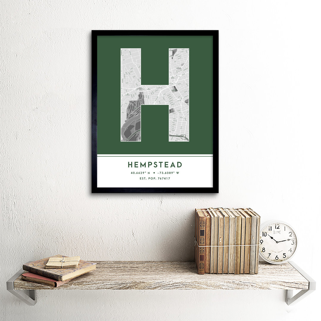 Hempstead United States City Map - Single Picture Frame Typography