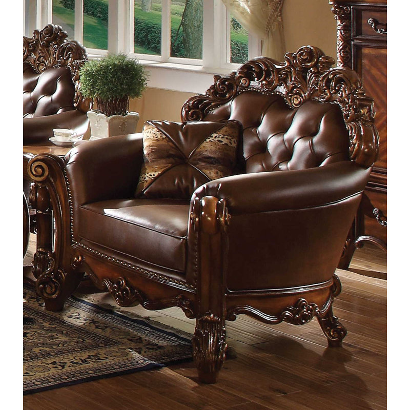 Carlene Faux Leather Armchair, Cherry Faux Leather