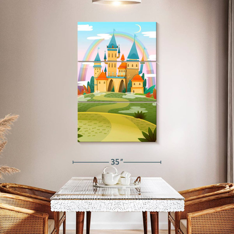 Caricature du château d'Ashelle, H 50 po x l 32 po