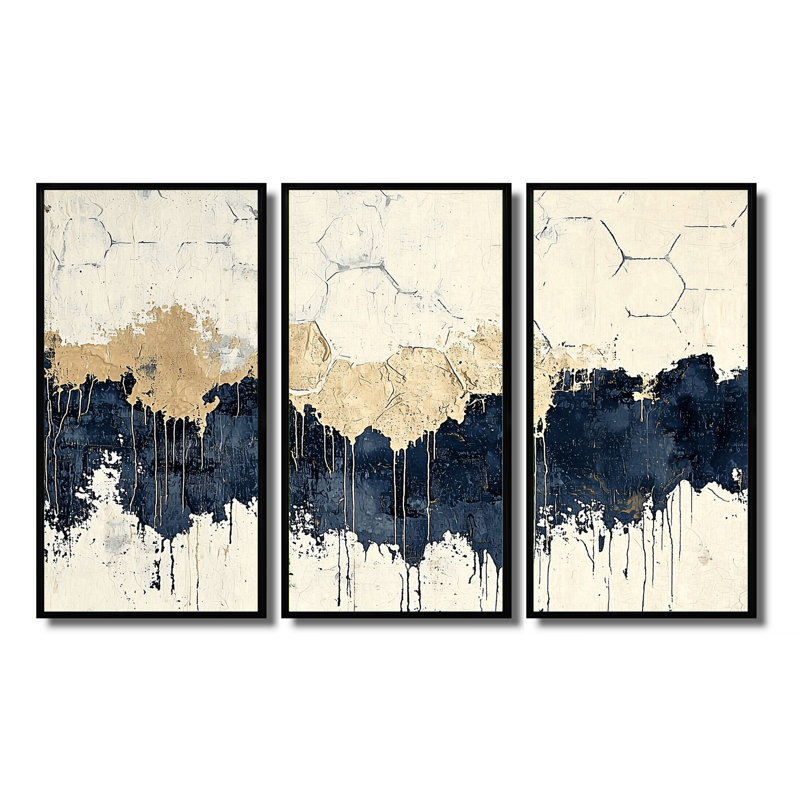 «Abstract Geometric Forest Landscape» - ensemble de reproductions d'art mural abstrait géométrique, Noir, H 28 po x l 36 po