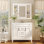 Meuble-lavabo de 36 po avec lavabo supérieur, armoire à miroir, armoire de rangement moderne avec 2 portes à fermeture douce, meuble-lavabo simple