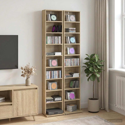  CD Cabinet Engineered Wood Indoor Media Storage Unit Rack Bedroom Home