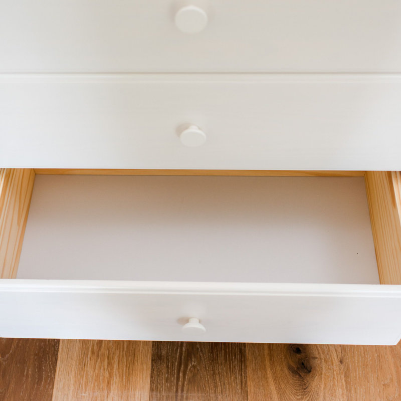 Commode 6 tiroirs en bois massif, Blanc