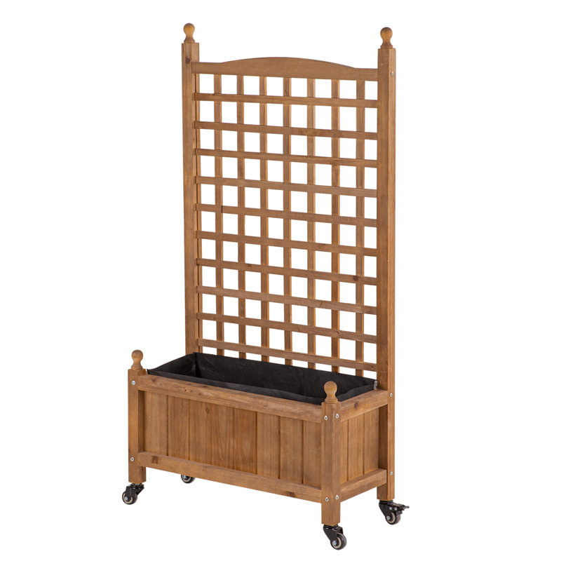 Amandari Wood Planter Box with Trellis, 50" H x 25" W x 11" D