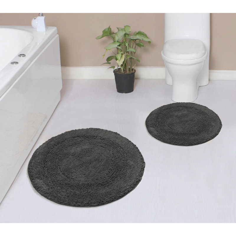 Zorica 100% Cotton Bath Mats (Set of 2), Gray