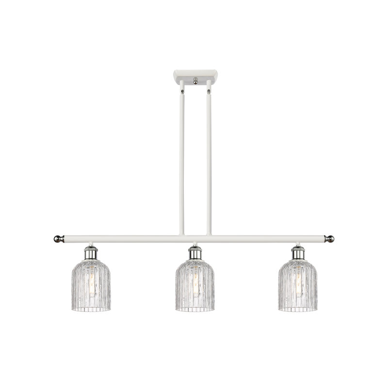 Fiennes 3 - Light Kitchen Island Pendant, White Polished Chrome, Clear