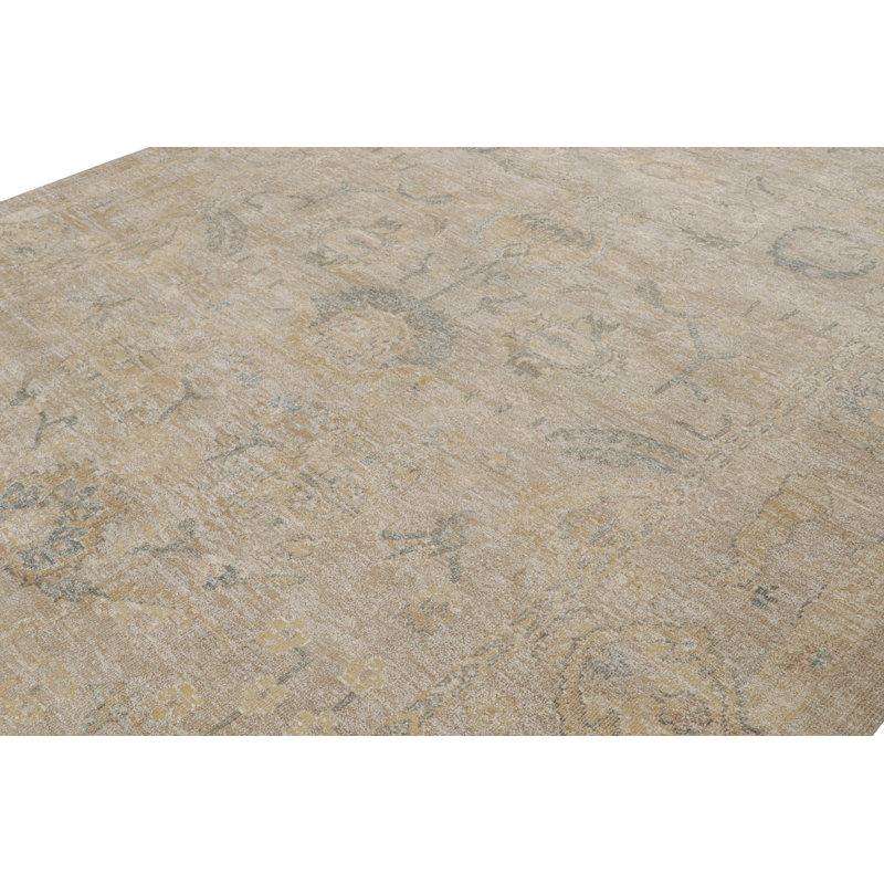 Oushak Hand Knotted Floral Area Rug, Rectangle 9' x 12'